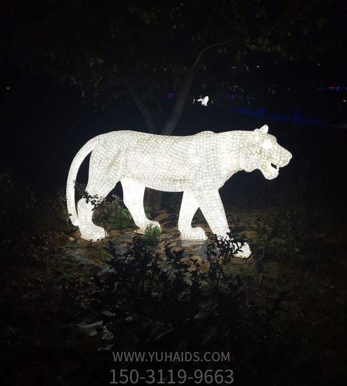 戶外園林不銹鋼發光照明景觀動物獅子雕塑