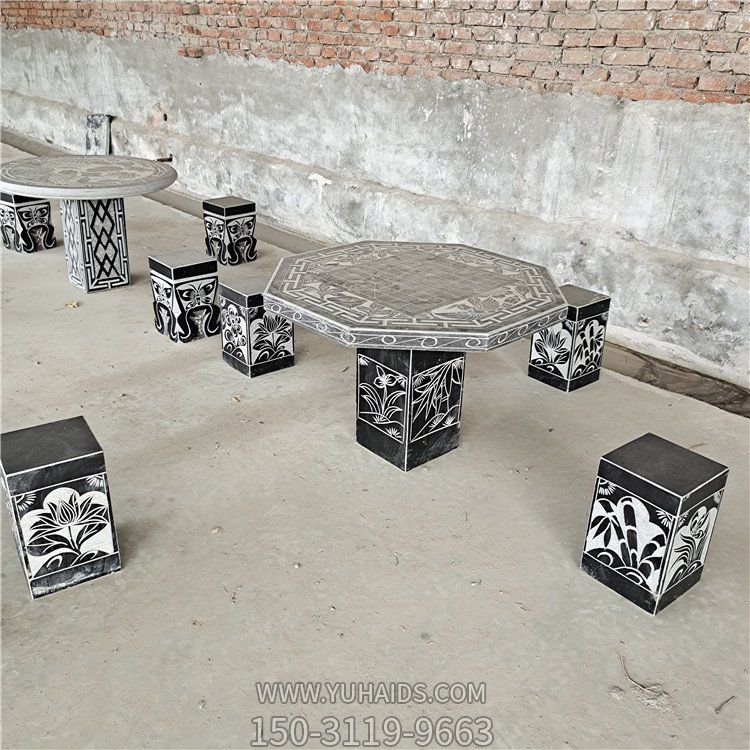 戶外小區園林仿古異形休閑大理石桌凳雕塑