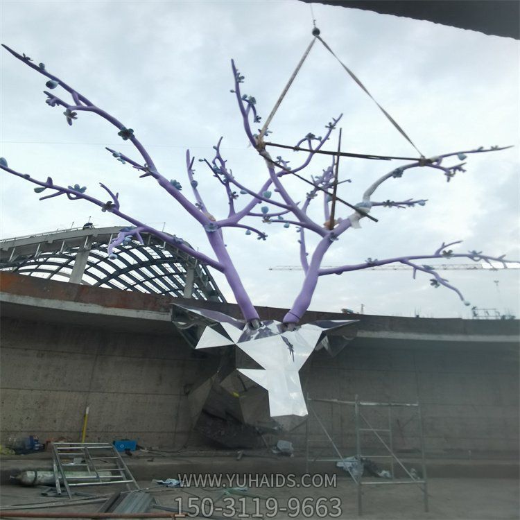 不銹鋼樹枝 鹿頭 景區裝飾幾何切面鹿頭樹枝擺件雕塑