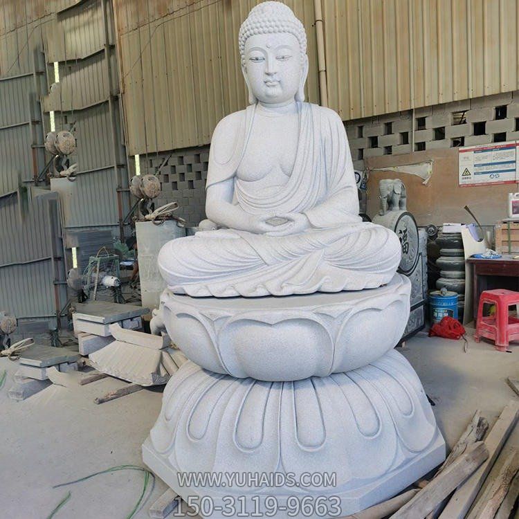 景區寺院大理石戶外擺放文殊菩薩三面觀音像石雕雕塑