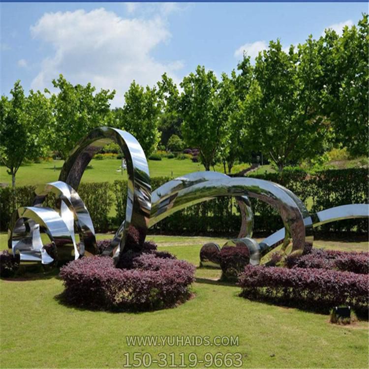 花園不銹鋼幾何鏡面創意異形景觀擺件雕塑