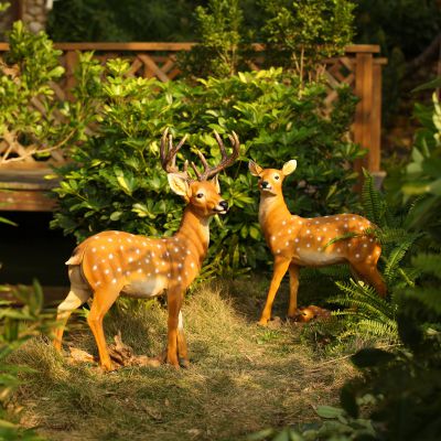 庭院玻璃鋼彩繪創意梅花鹿雕塑