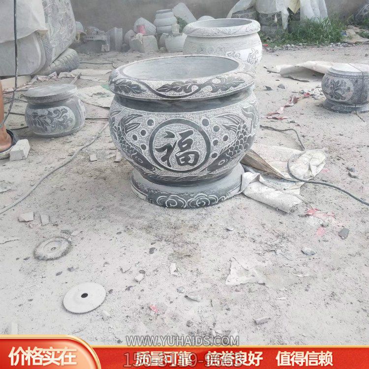 大理石石雕園林景觀種花養(yǎng)魚(yú)魚(yú)缸雕塑