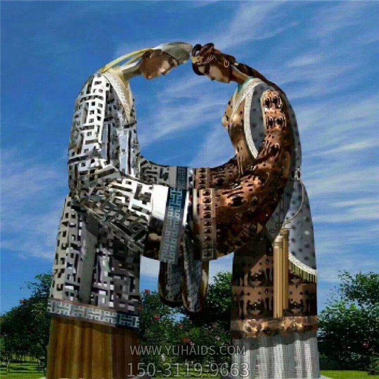 戶(hù)外大型不銹鋼鏤空抽象人物景觀擺件雕塑