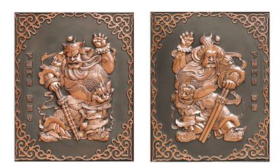 紫銅鍛造銅浮雕門神