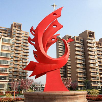 別墅小區不銹鋼抽象景觀標志