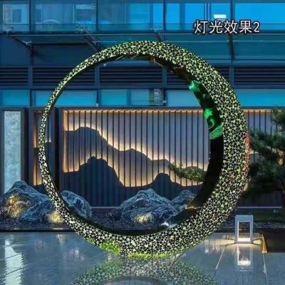 不銹鋼透光圓環，月亮環，燈光效果