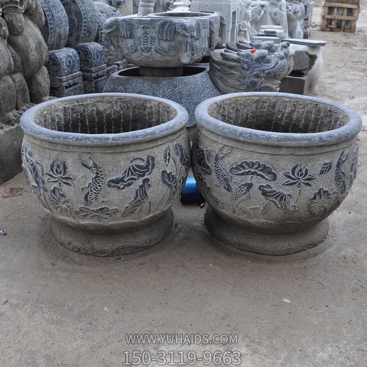 仿古做舊老石槽養魚種花園林庭院擺件雕塑