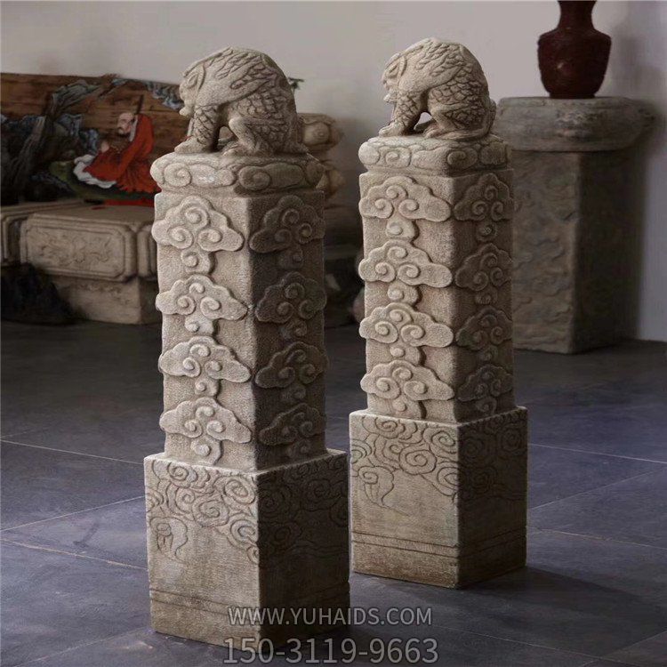 庭院酒店浮雕創意辟邪拴馬樁雕塑