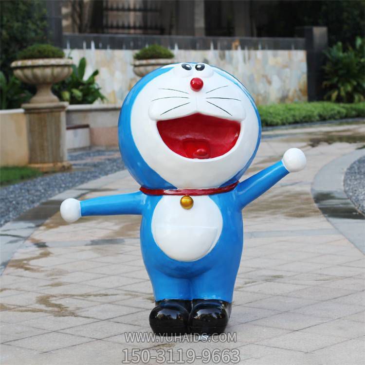 游樂(lè)場(chǎng)玻璃鋼卡通彩繪玩偶哆啦A夢(mèng)擺件雕塑