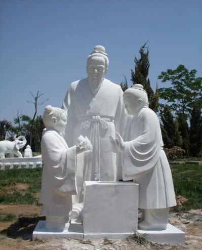 戶外校園漢白玉石雕孔融讓梨雕塑