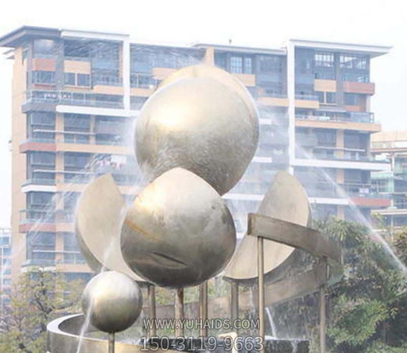 小區廣場不銹鋼花型噴泉景觀雕塑