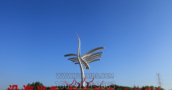 城市創意不銹鋼抽象仙鶴雕塑 城市創意不銹鋼抽象仙鶴雕塑