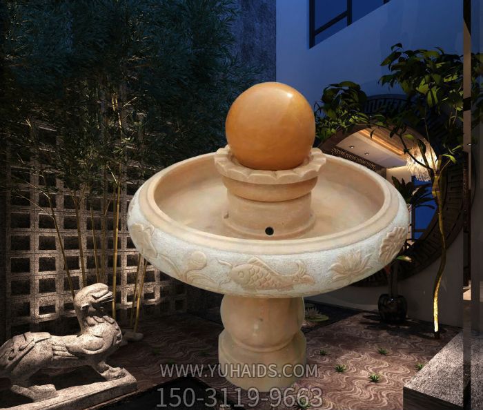 小型晚霞紅蓮花風水球公園石雕 小型晚霞紅蓮花風水球公園石雕