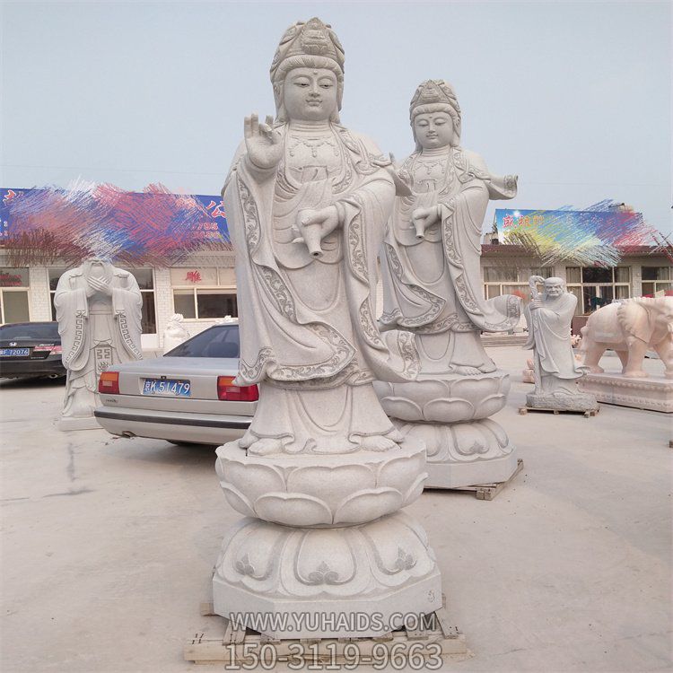 寺院擺放大型砂巖雕刻滴水觀音雕像雕塑