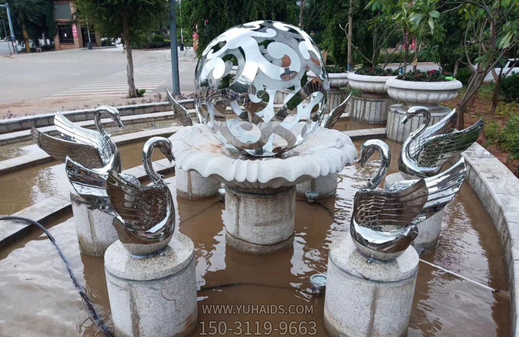 公園廣場小區鏡面不銹鋼創意熊貓噴泉天鵝雕塑 公園廣場小區鏡面不銹鋼創意熊貓噴泉天鵝雕塑
