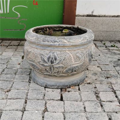 園林戶外仿古做舊魚(yú)缸雕塑