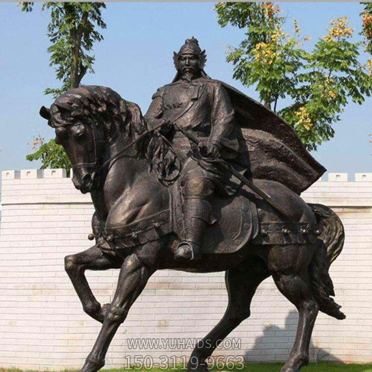 戶(hù)外公園玻璃鋼仿銅騎馬的人物雕塑