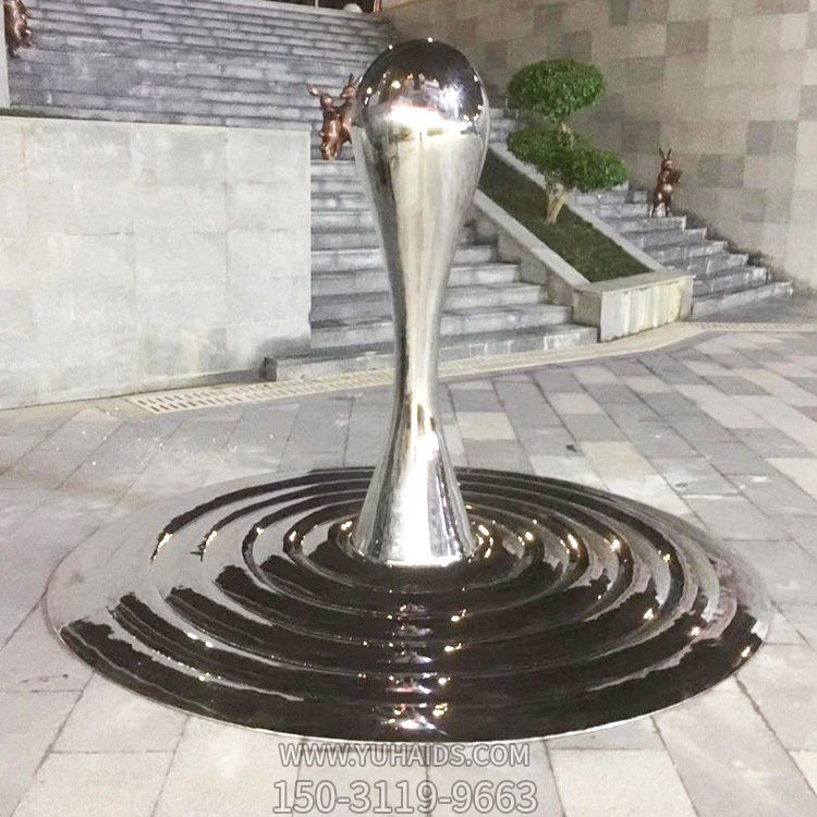戶外公園噴泉水景水波紋圓盤水滴雕塑