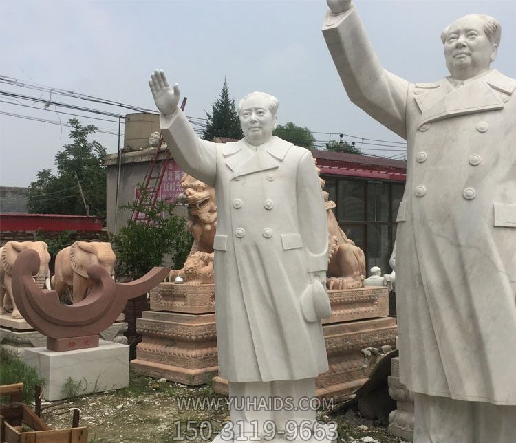漢白玉揮手的戶外廣場偉人石雕毛澤東雕塑 漢白玉揮手的戶外廣場偉人石雕毛澤東雕塑