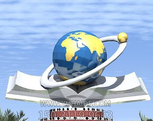 企業(yè)景區(qū)玻璃鋼材質書本上的地球儀雕塑