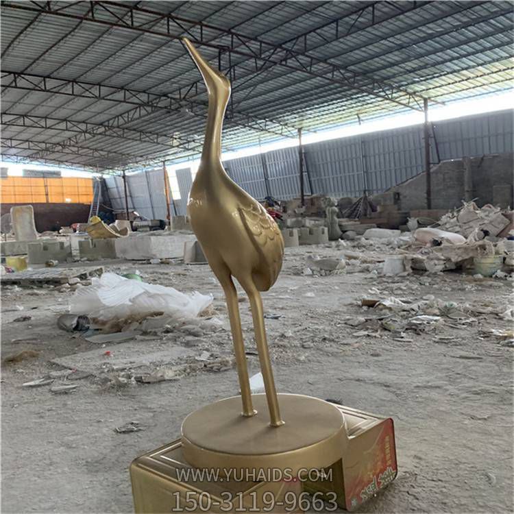 園林景觀玻璃鋼仿銅抽象動(dòng)物火烈鳥雕塑