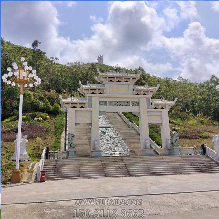 村口大型創意大理石石雕牌坊雕塑