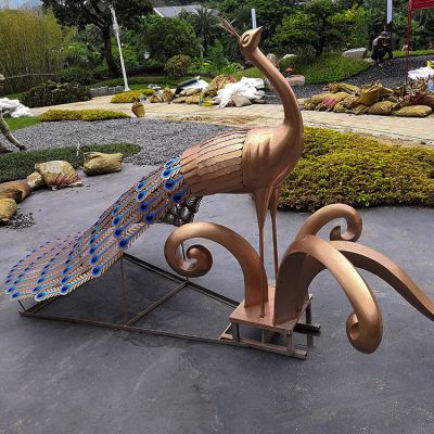 不銹鋼孔雀，烤漆藝術動物造型雕塑