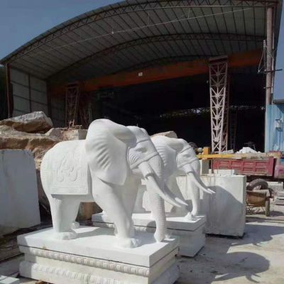 漢白玉石雕大象雕塑戶外庭院門口擺件