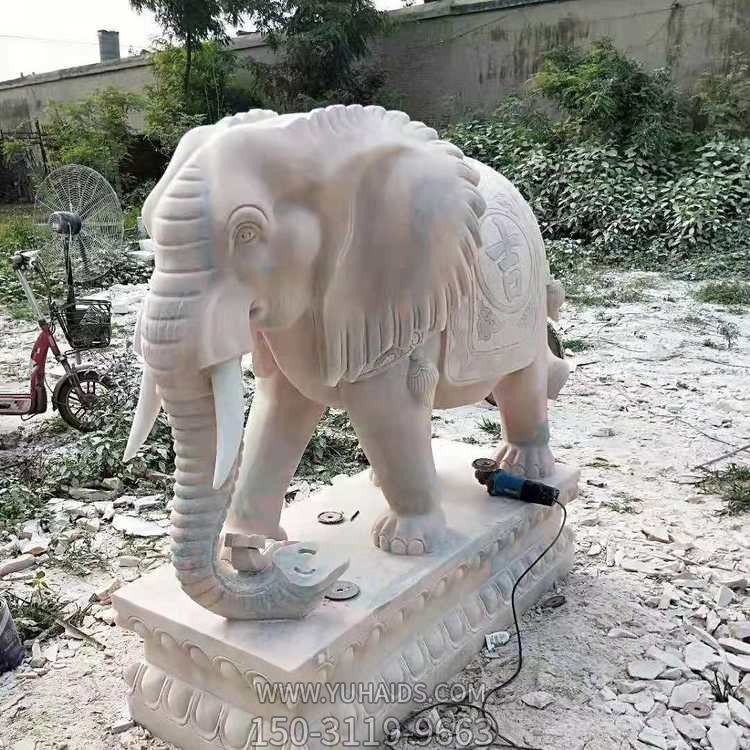 晚霞紅石雕戶外園林別墅小區鎮宅招財大象雕塑