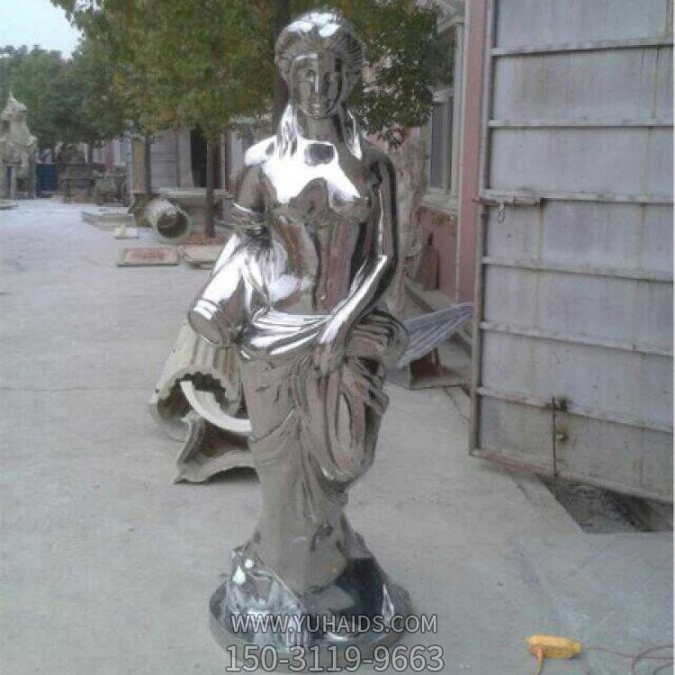 園林廣場(chǎng)不銹鋼鏡面抽象女人雕塑