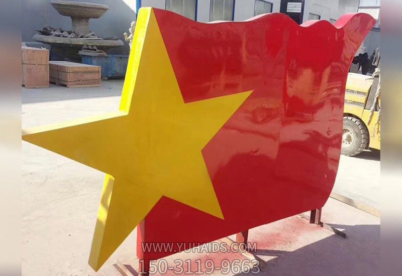 校園創意紅旗玻璃鋼彩繪旗幟雕塑