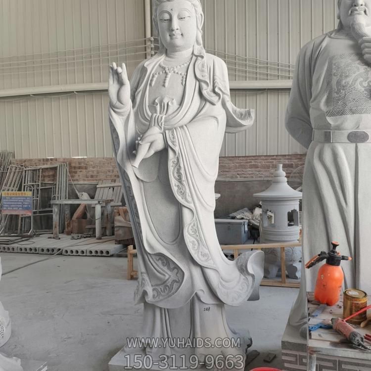 景區寺院擺放大型天然青石雕刻滴水觀音雕像雕塑