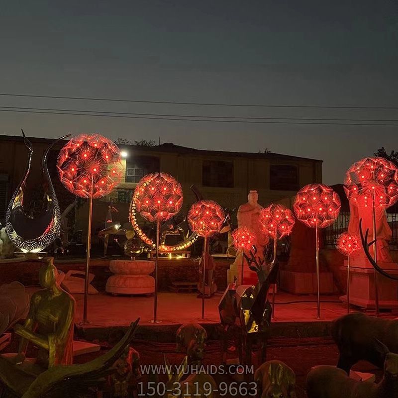 室內創意不行發光紅色鏤空球雕塑