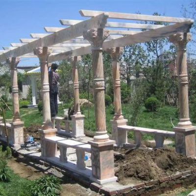 庭院草坪擺放花架歐式長廊涼亭