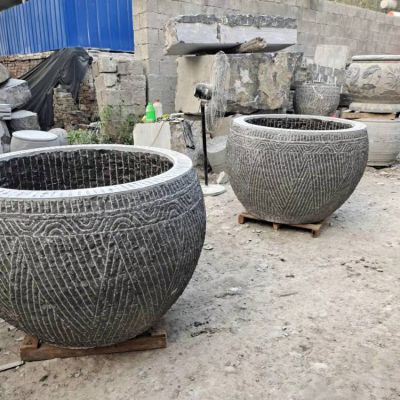 庭院門口青石石雕大理石老石槽雕塑