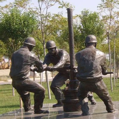 鉆井，民俗生活人物銅雕場景雕塑