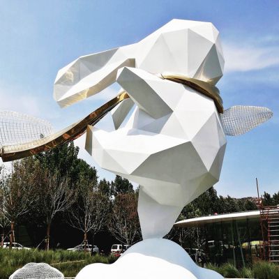 玻璃鋼大型抽象塊面，兔子雕塑