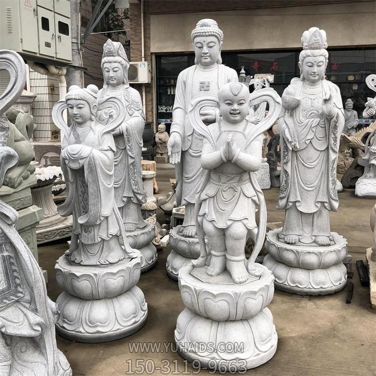 寺廟景點(diǎn)戶(hù)外擺放大理石雕刻金童玉女善財(cái)童子雕像雕塑