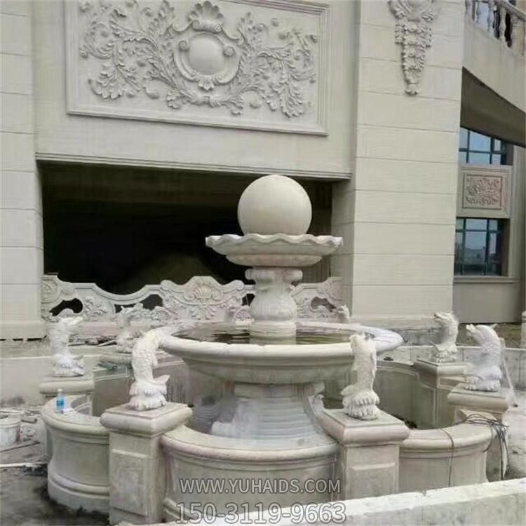 大理石石雕戶(hù)外別墅小區(qū)風(fēng)水球噴泉雕塑