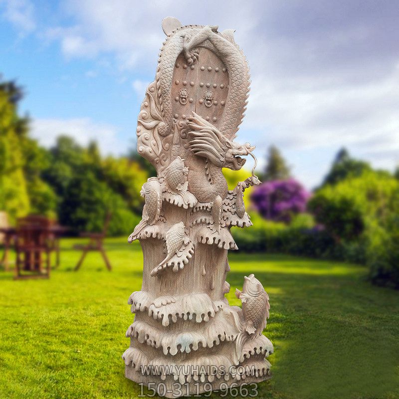 公園擺放的等待躍龍門的玻璃鋼創意鯉魚雕塑 公園擺放的等待躍龍門的玻璃鋼創意鯉魚雕塑