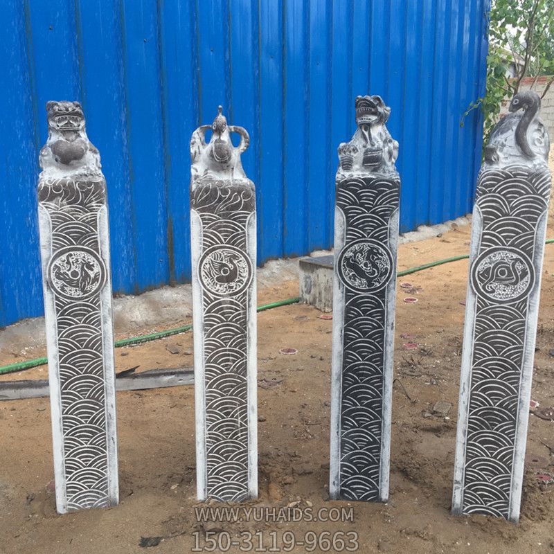 寺廟擺放仿古做舊四神獸拴馬柱石雕 寺廟擺放仿古做舊四神獸拴馬柱石雕