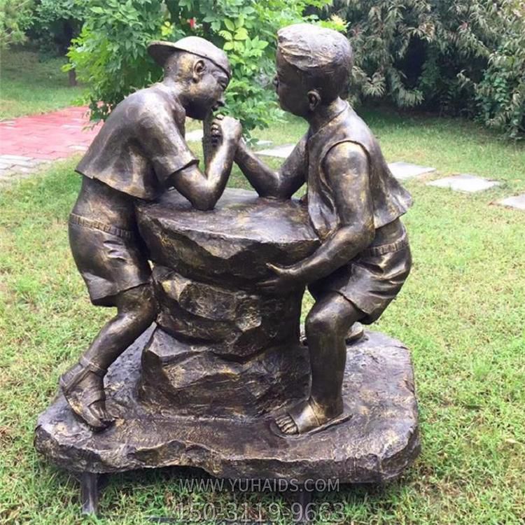 公園創意掰手腕的兒童景觀擺件雕塑