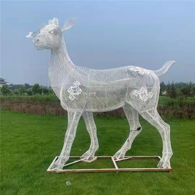 大型戶外園林金屬不銹鋼鏤空抽象鹿