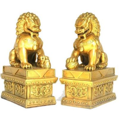 純黃銅戶(hù)外景區(qū)創(chuàng)意獅子雕塑