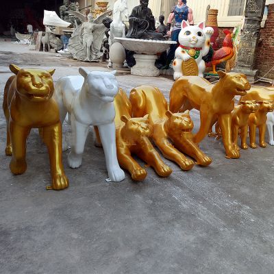 公園廣場不銹鋼電鍍烤漆噴漆豹子個(gè)性雕塑