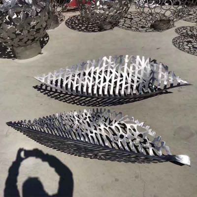 不銹鋼公園創意不銹鋼鏤空樹葉擺件