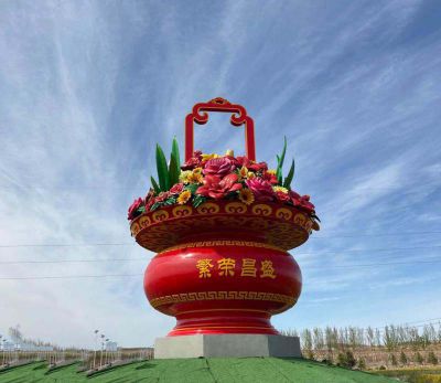 廣場(chǎng)戶(hù)外創(chuàng)意工藝玻璃花籃雕塑