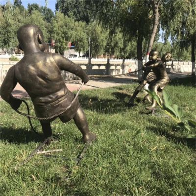拔河，玻璃鋼民俗生活場(chǎng)景雕塑