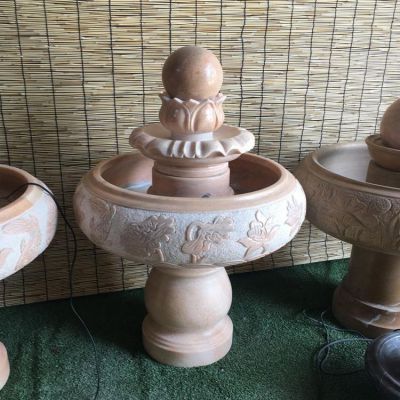 晚霞紅大理石風水球水缽，室內家用小型招財擺件